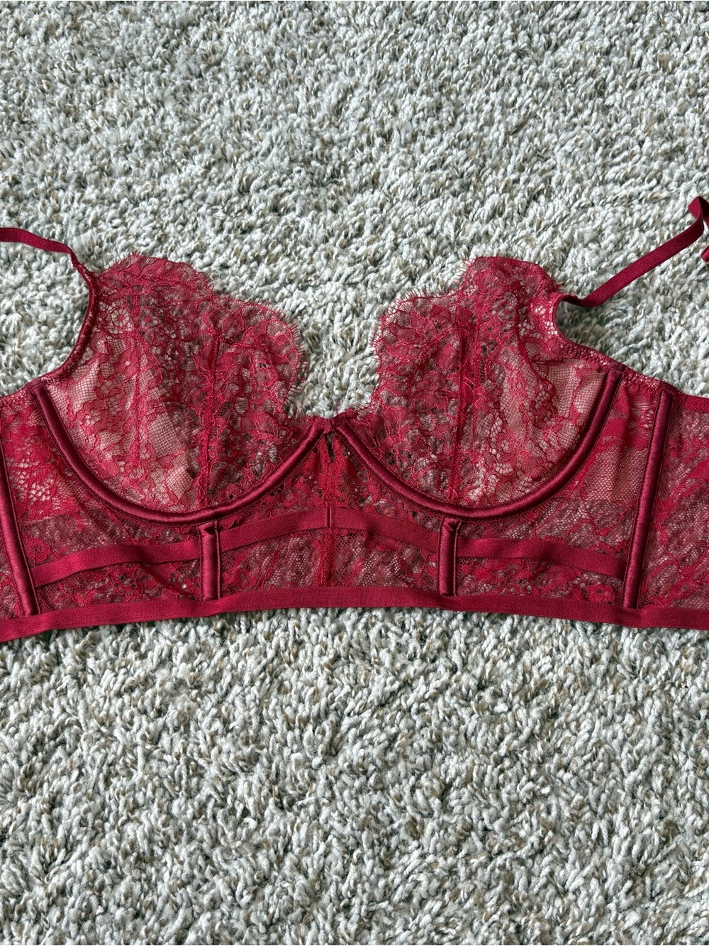 Victoria's Secret Red Lace Longline Underwire Bra